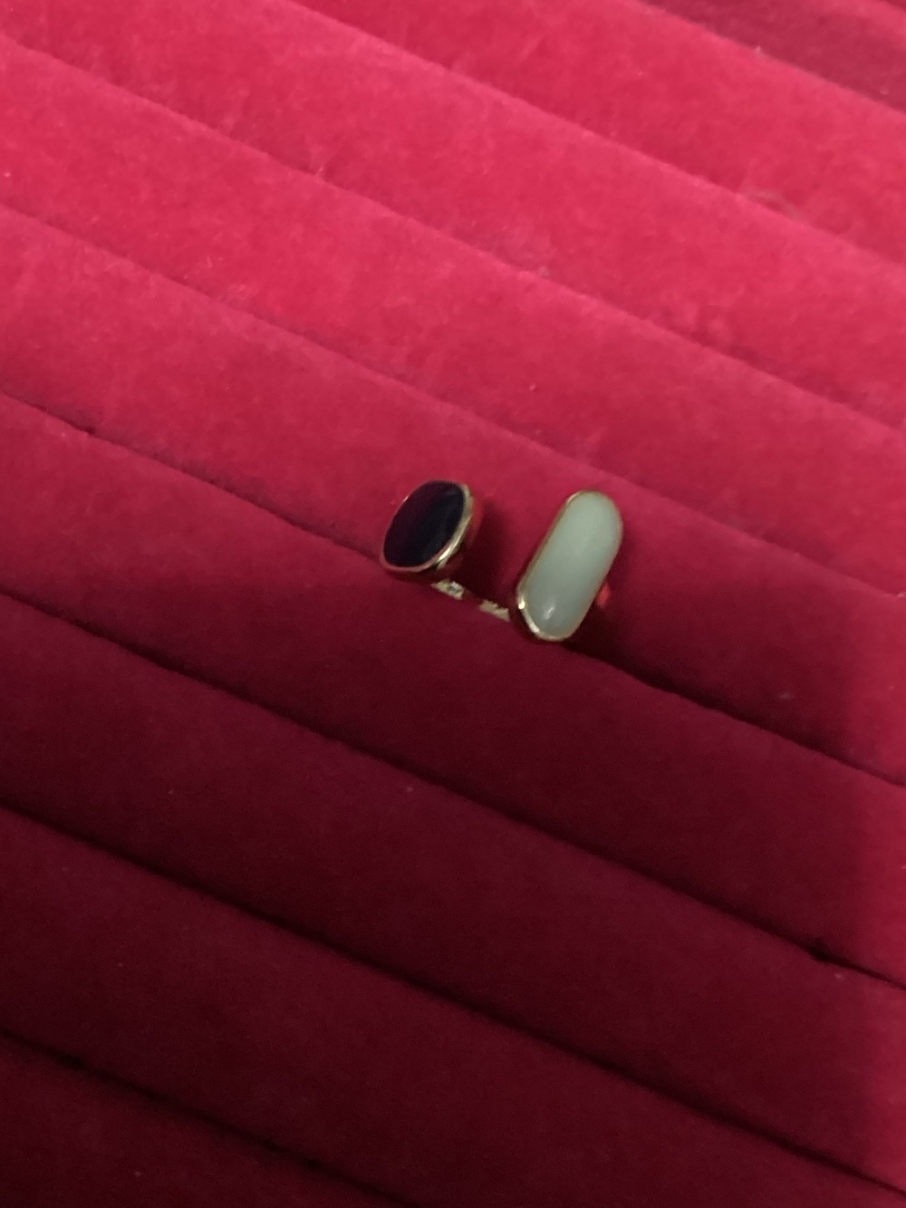 Double Black & Green Stone Ring with Adjustable Band